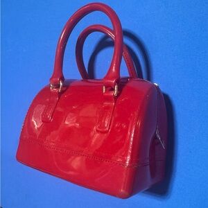 Red Patent Handbag Emperia Patent Barrel Bag color: scarlet